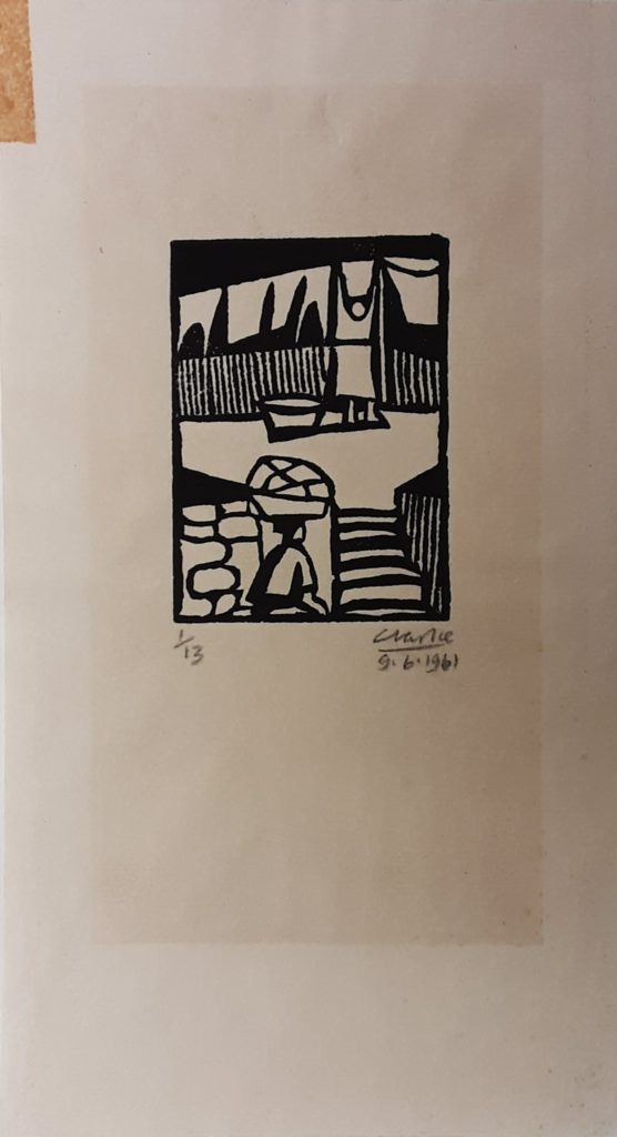 Wash Day by Peter Clarke (South African,1929-2014), 1961, Woodcut on Paper, Gift of the Harmon Foundation, Hampton University Museum, 72.116